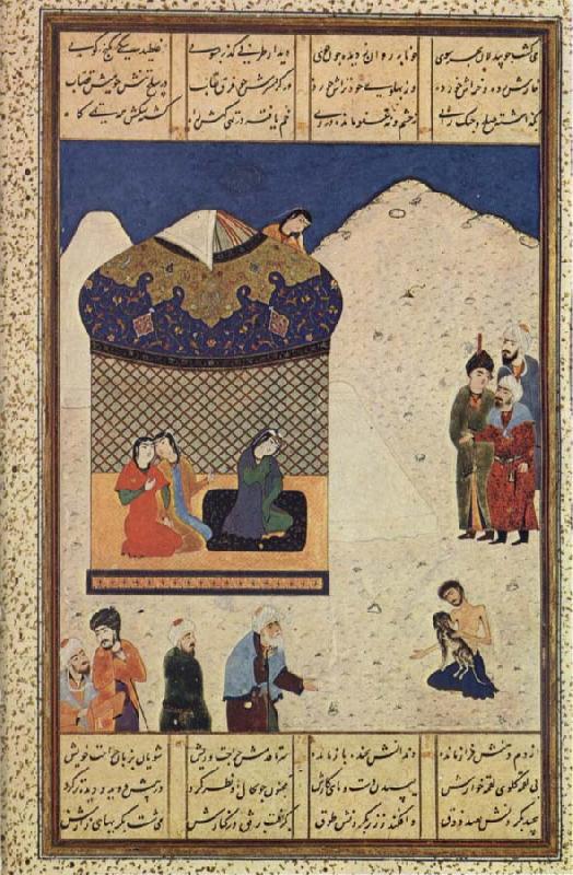 unknow artist Majnun with the Black dog outside Layla-s Camp Germany oil painting art